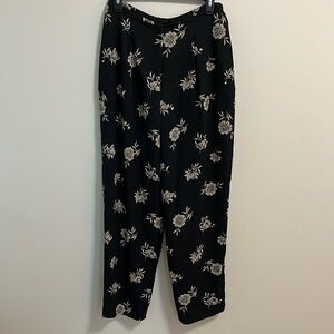 Chaus pants high waisted floral print wide leg pockets lined loose fit baggy 12